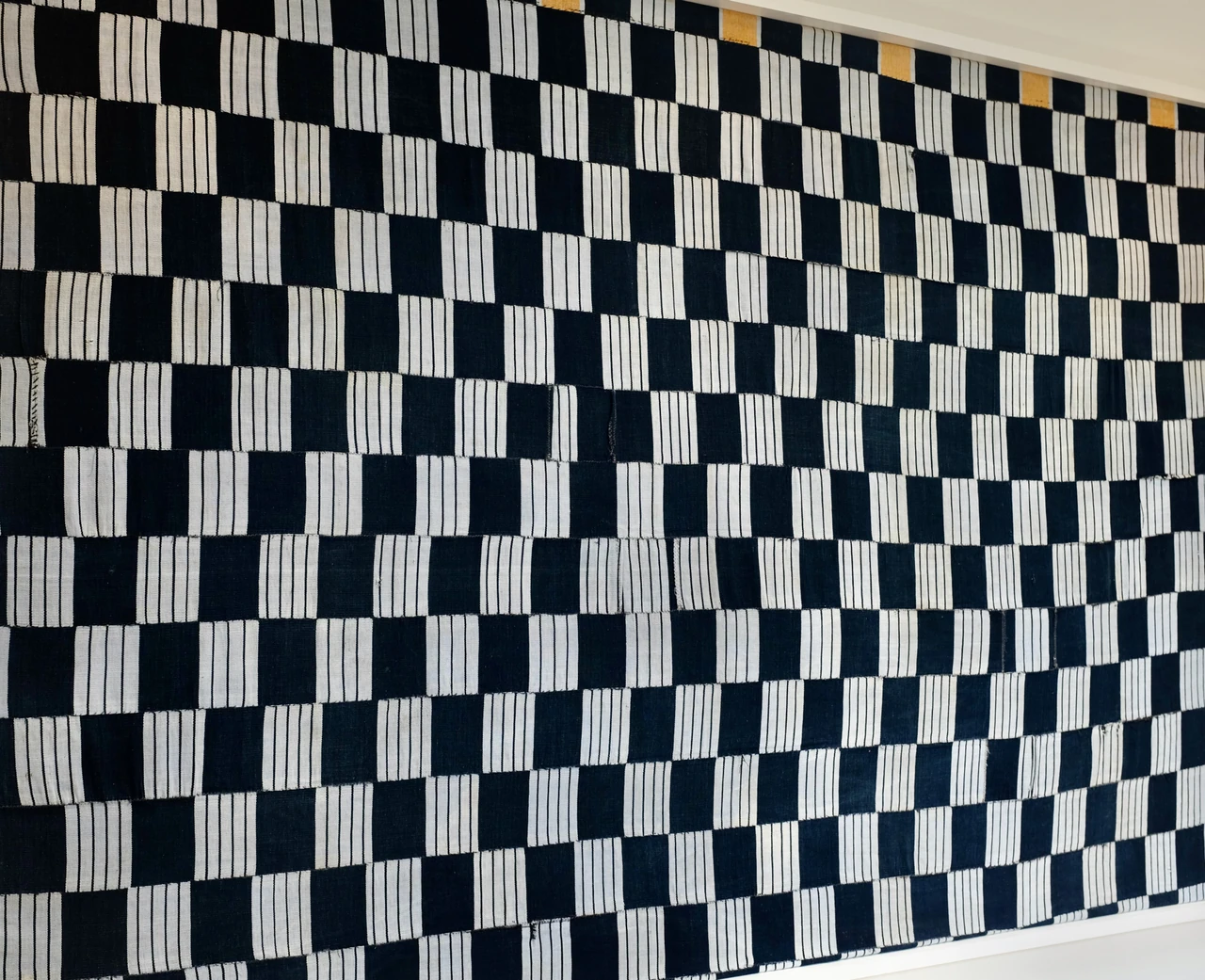 Close view of handwoven textile structure
